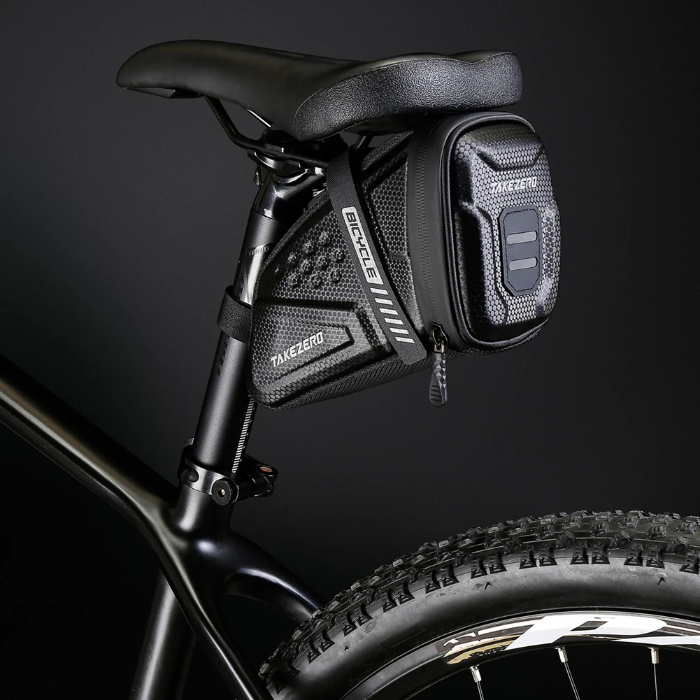 1L Bike Saddle Bag Large Capacity Bike Seat Bag Bike Pocket Pack Reflective Bicycle Saddle Bag EVA for Outdoor Riding