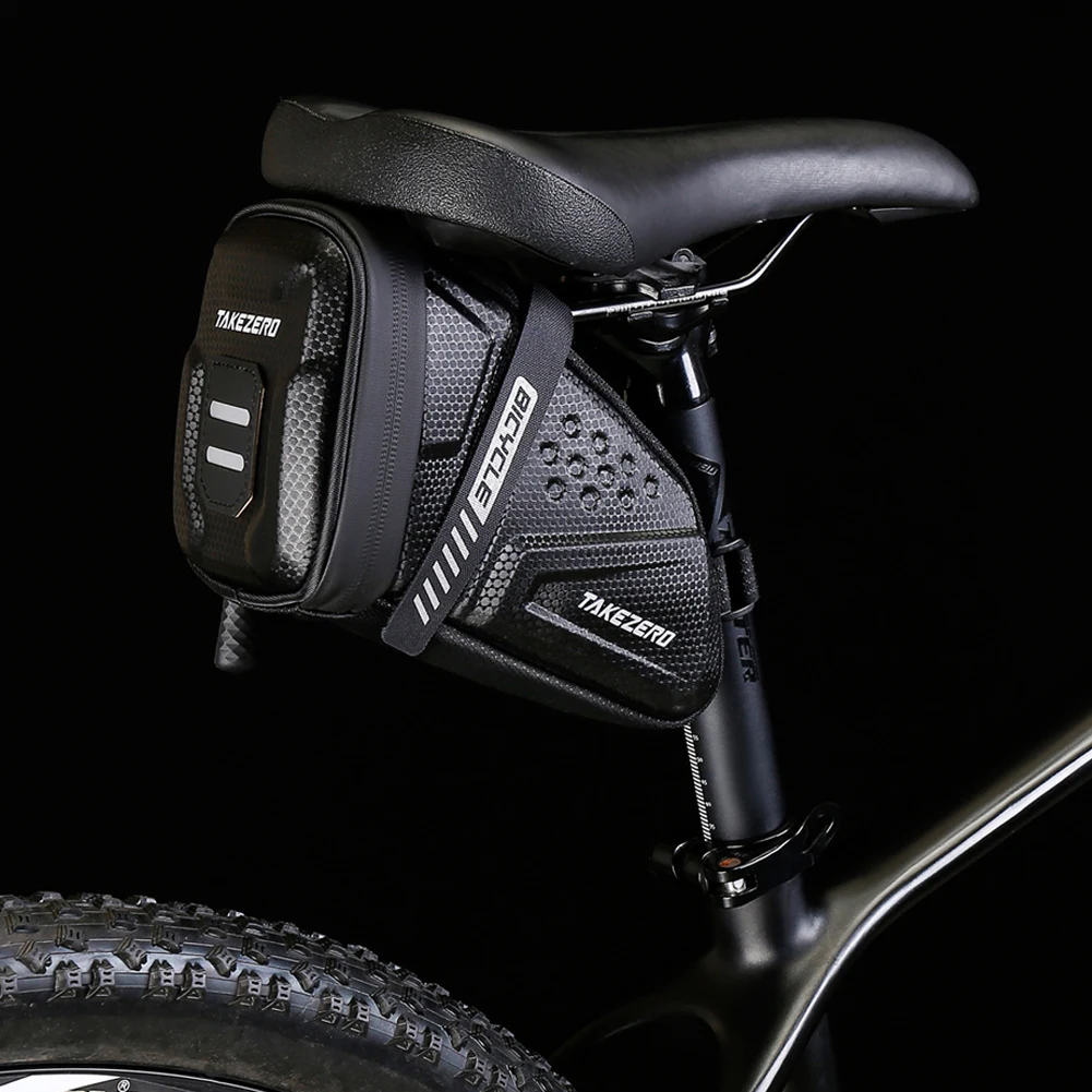 1L Bike Saddle Bag Large Capacity Bike Seat Bag Bike Pocket Pack Reflective Bicycle Saddle Bag EVA for Outdoor Riding