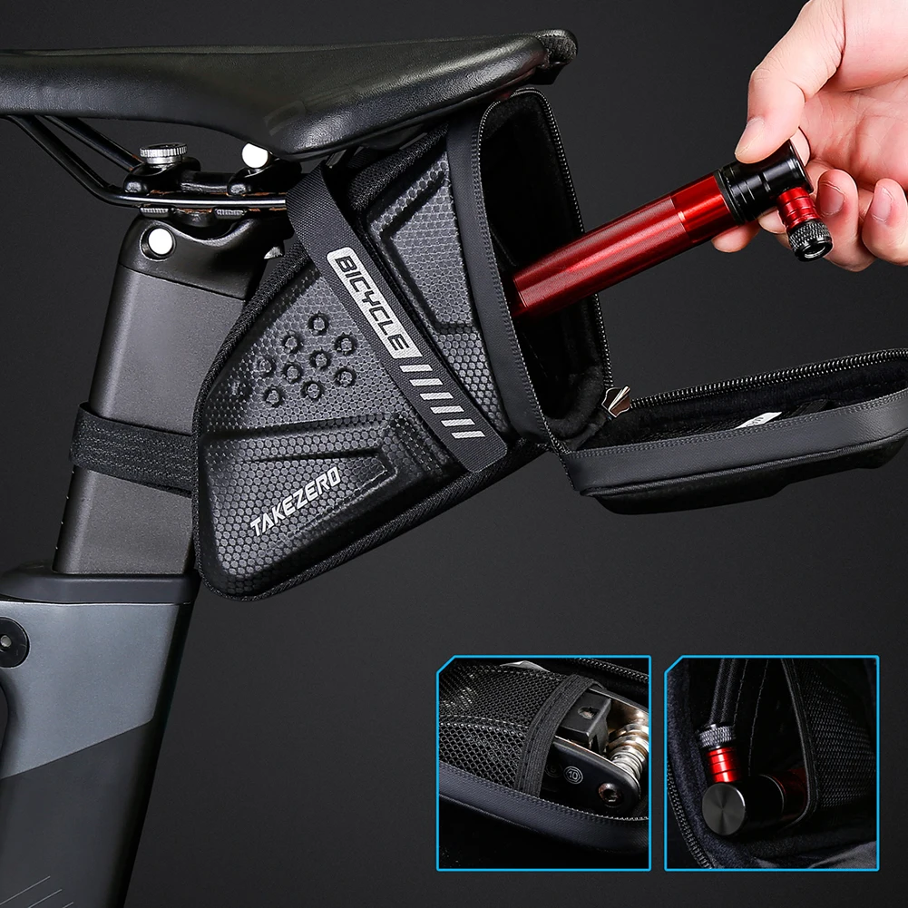 1L Bike Saddle Bag Large Capacity Bike Seat Bag Bike Pocket Pack Reflective Bicycle Saddle Bag EVA for Outdoor Riding