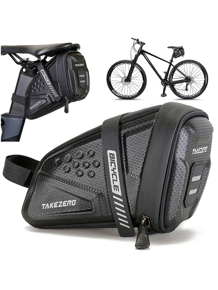1L Bike Saddle Bag Large Capacity Bike Seat Bag Bike Pocket Pack Reflective Bicycle Saddle Bag EVA for Outdoor Riding