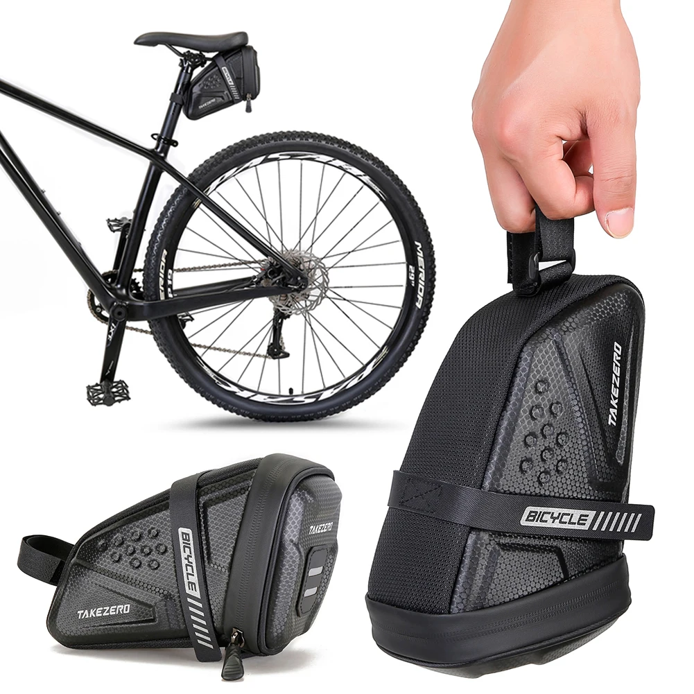 1L Bike Saddle Bag Large Capacity Bike Seat Bag Bike Pocket Pack Reflective Bicycle Saddle Bag EVA for Outdoor Riding