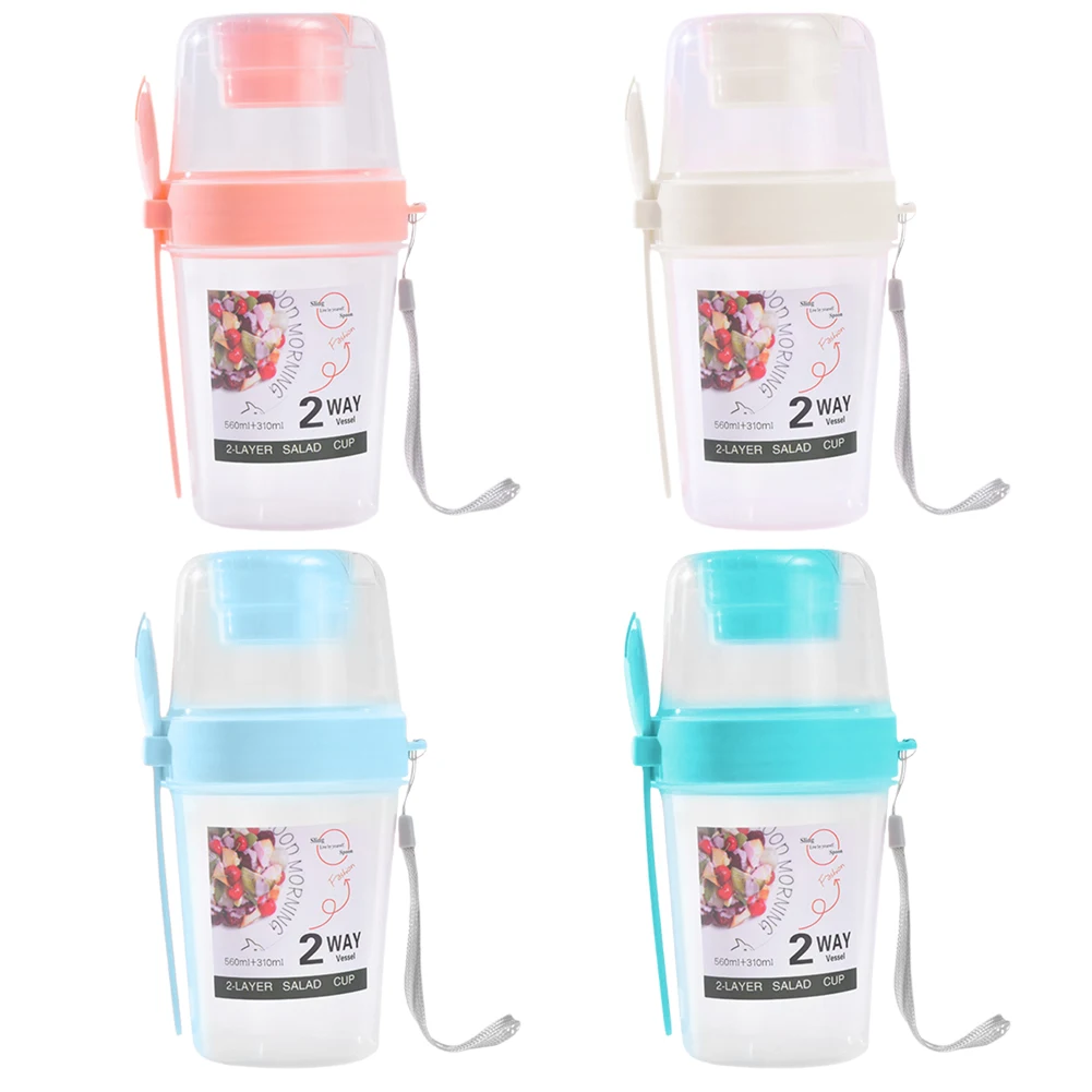 4 Pack Overnight Oats Container with Lid and Spoon Portable Cereal Cup Breakfast Container for School Office