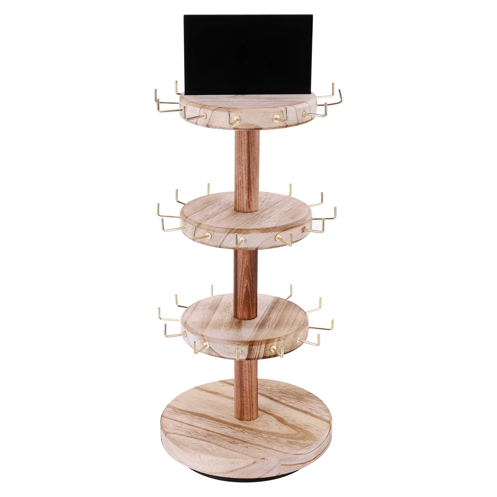Rotatable Wooden Craft Jewelry Holder Bracelet Display Stand Jewelry Display Holder Bracelet Keychain Display Stands for Selling