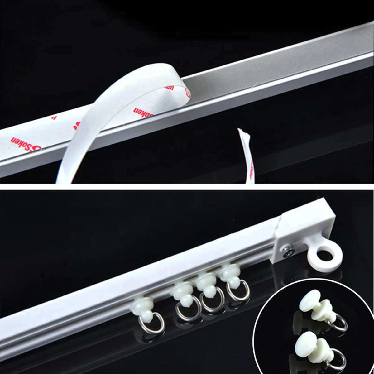 3M Strong Self Adhesive Curtain Track Sliding Track Top Mounted Side Mounted Window Decor Accessories For Curtains And Cabi