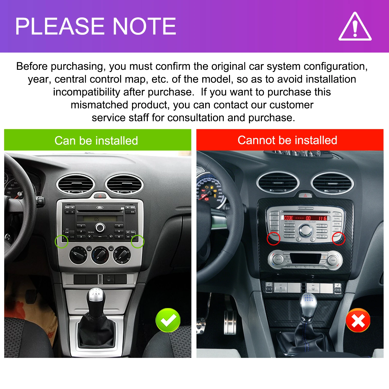 Podofo 4GB 64GB Carplay Android Auto Car Radio 7 Inch For Transit Fiesta Focus Galaxy Mondeo Fusion Kuga C-Max S-Max Connect