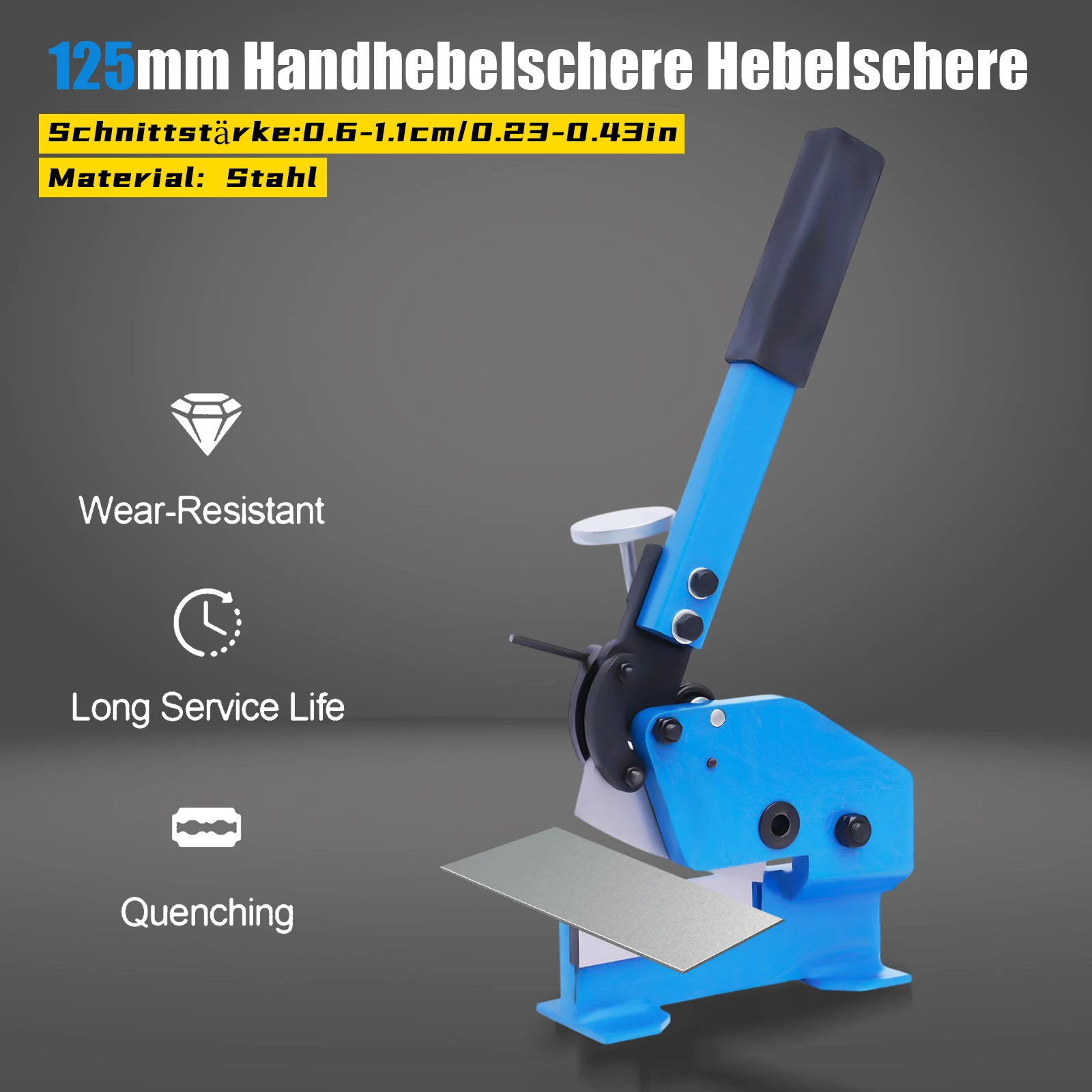 Manual Metal Cutter Hand Lever, Shear Metal Steel Cutting Machine, Thickness (Round Steel) 1.1cm/0.43in