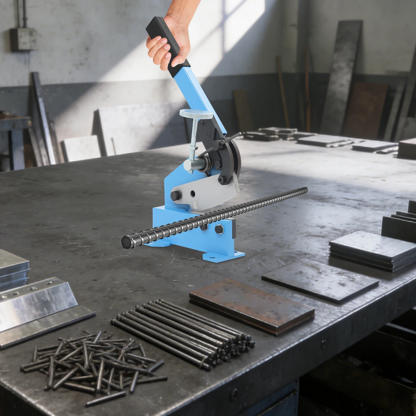 Manual Metal Cutter Hand Lever, Shear Metal Steel Cutting Machine, Thickness (Round Steel) 1.1cm/0.43in