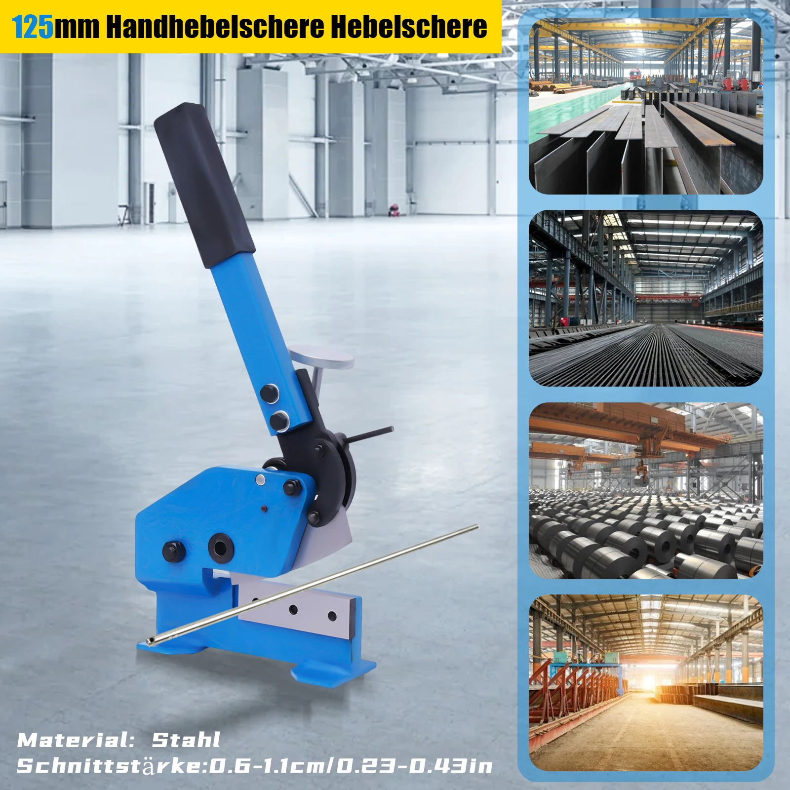 Manual Metal Cutter Hand Lever, Shear Metal Steel Cutting Machine, Thickness (Round Steel) 1.1cm/0.43in