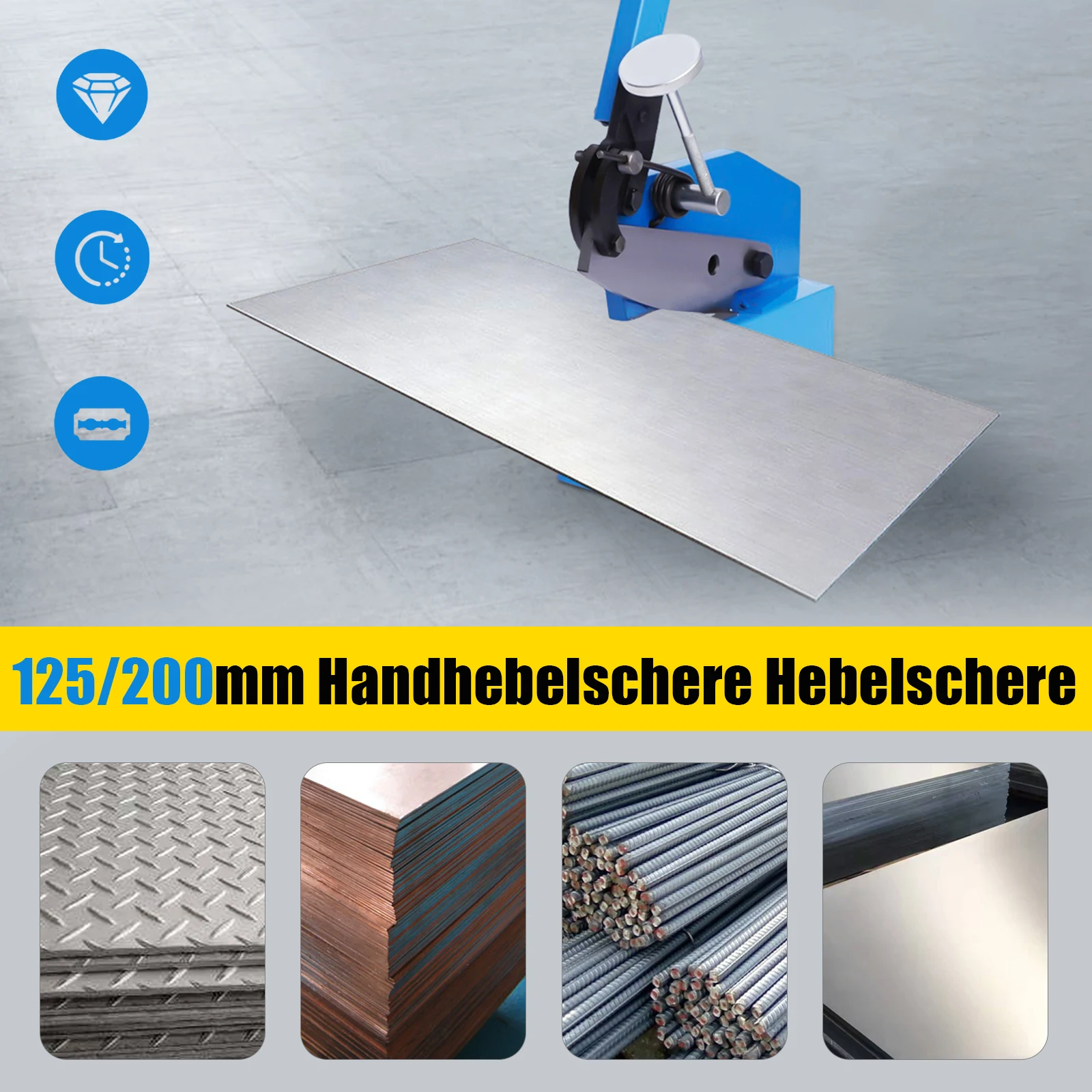Manual Metal Cutter Hand Lever, Shear Metal Steel Cutting Machine, Thickness (Round Steel) 1.1cm/0.43in