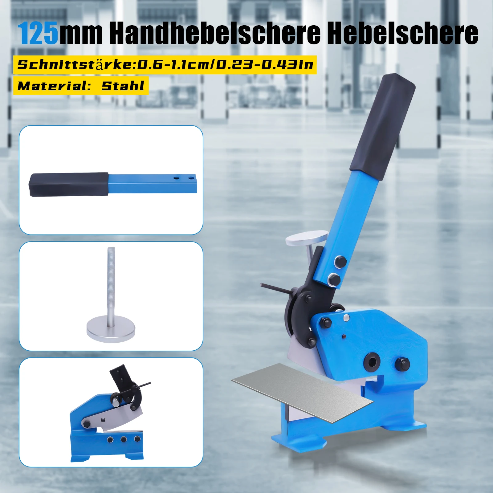 Manual Metal Cutter Hand Lever, Shear Metal Steel Cutting Machine, Thickness (Round Steel) 1.1cm/0.43in
