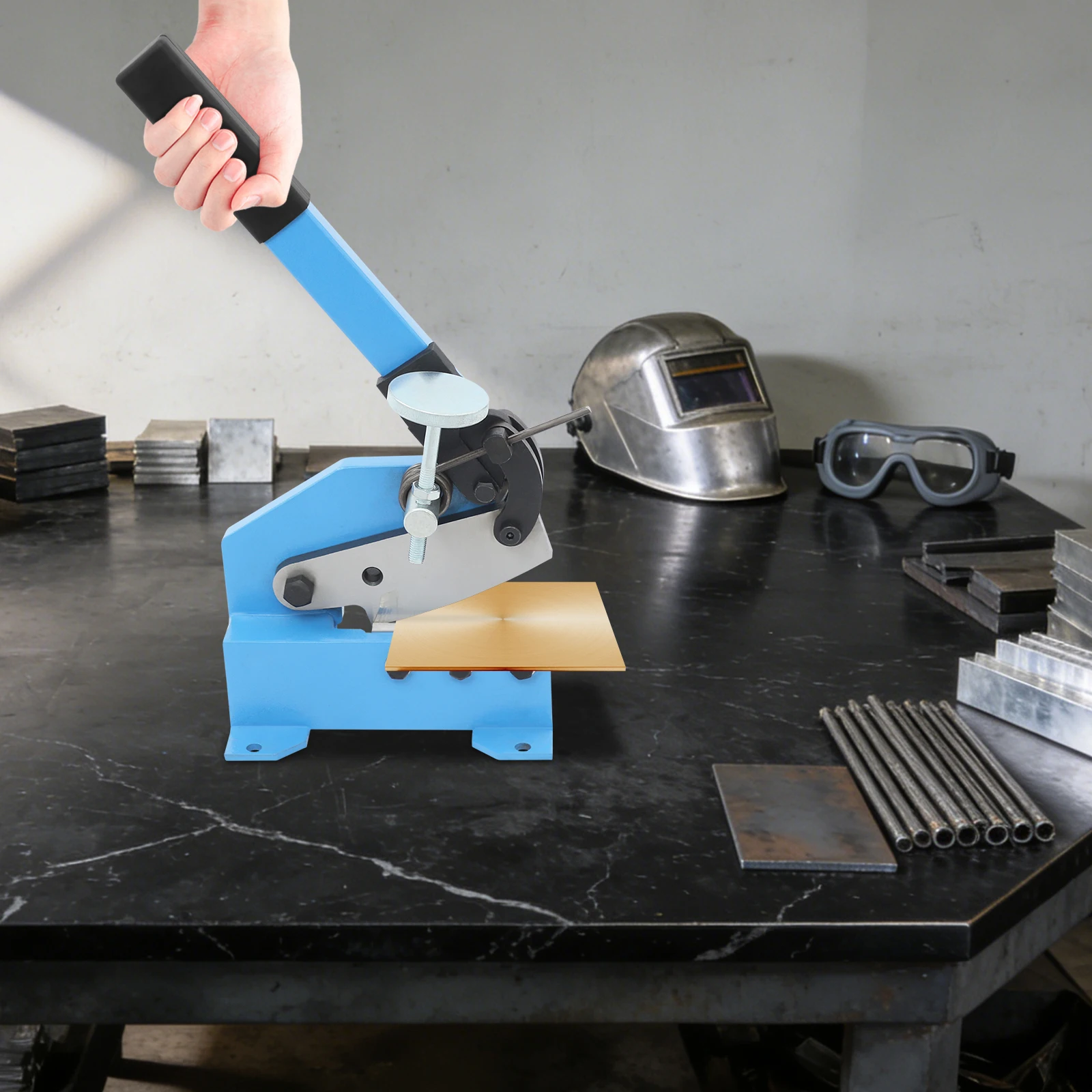 Manual Metal Cutter Hand Lever, Shear Metal Steel Cutting Machine, Thickness (Round Steel) 1.1cm/0.43in