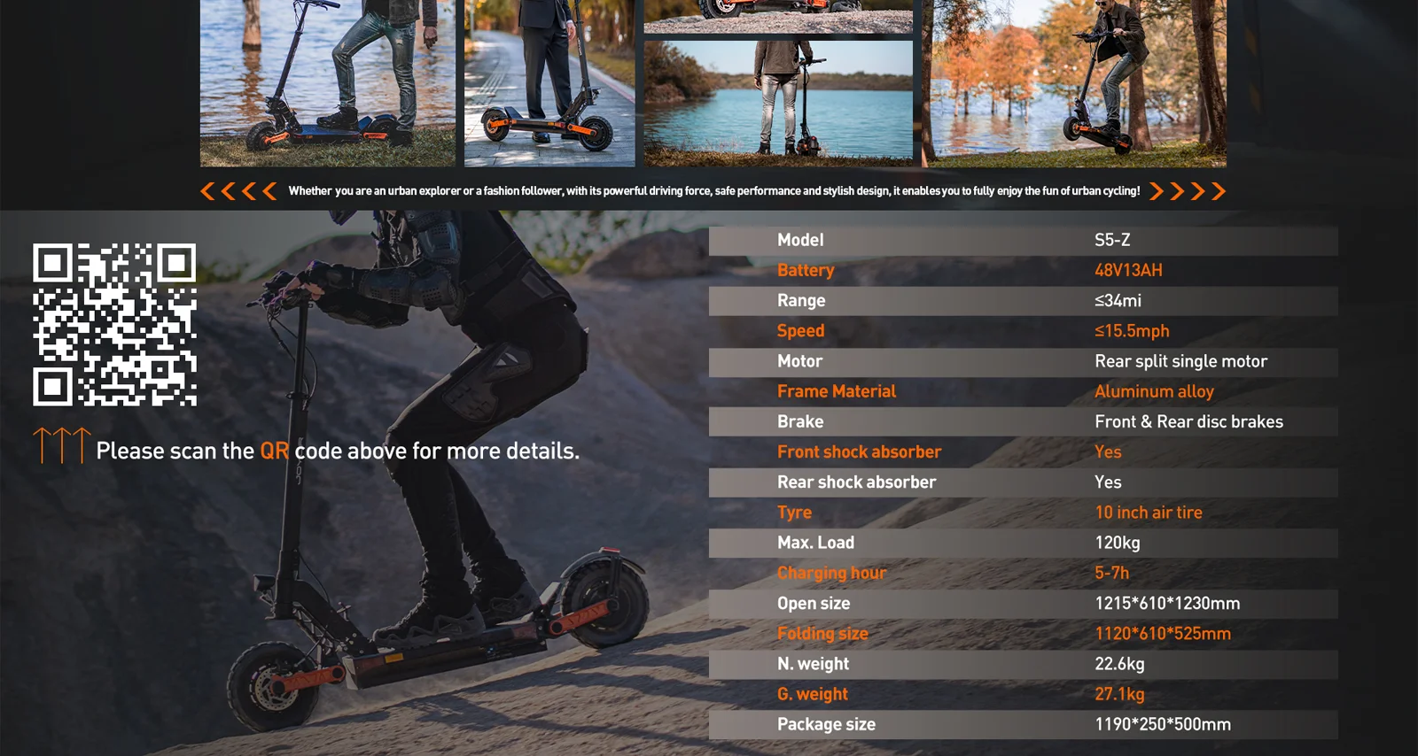 Joyor S5-Z City Adult E-scooter 48V 13Ah Urban commuting electric scooter 600W ultra-high power foldable Escooter