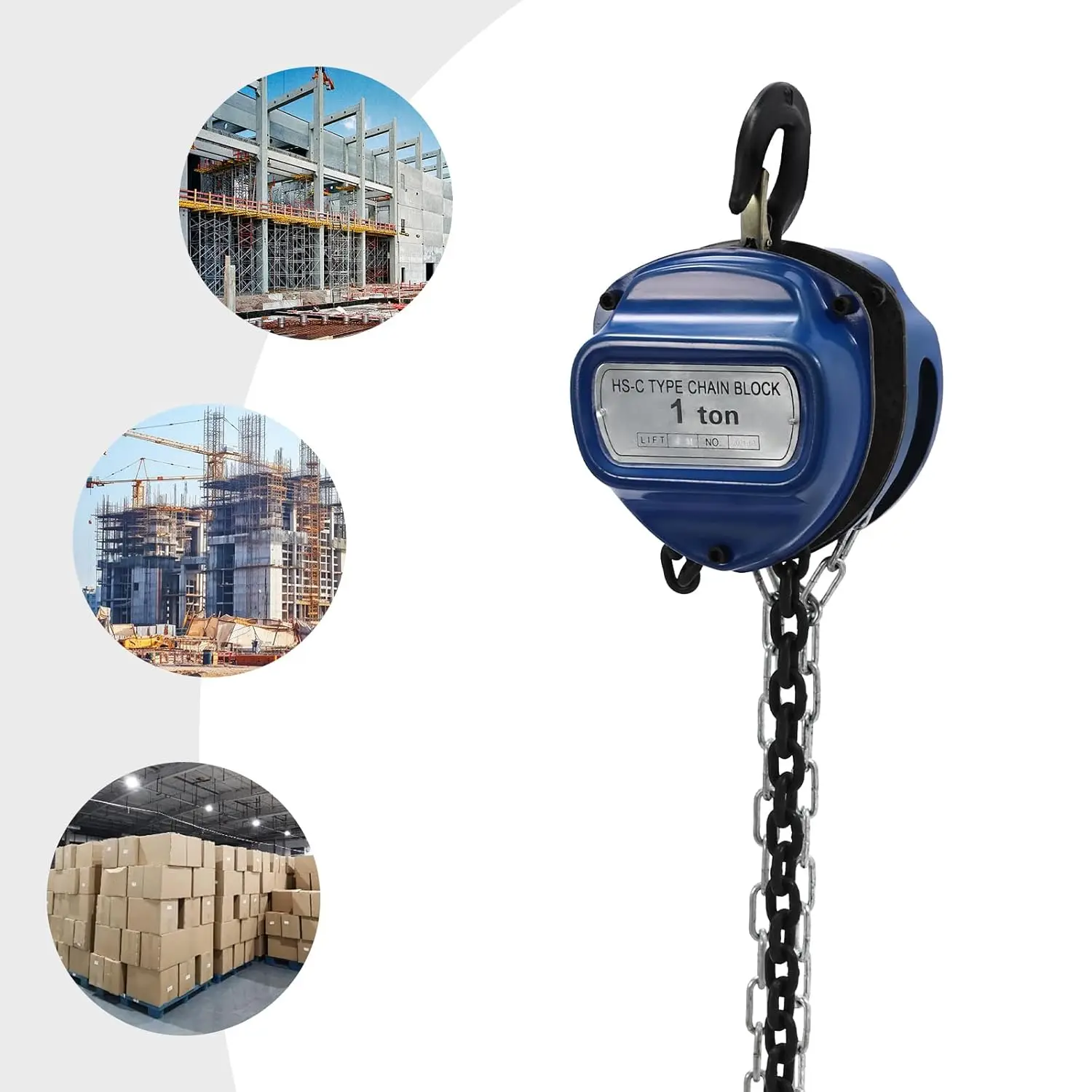1T Hand Chain Hoist - 13.12ft Chain Length, Heat-Treated&Anti-Rust, Safe&Durable for Heavy Load Lifting in Factories/Mines
