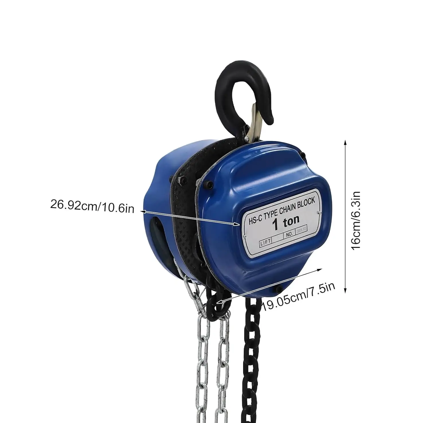 1T Hand Chain Hoist - 13.12ft Chain Length, Heat-Treated&Anti-Rust, Safe&Durable for Heavy Load Lifting in Factories/Mines