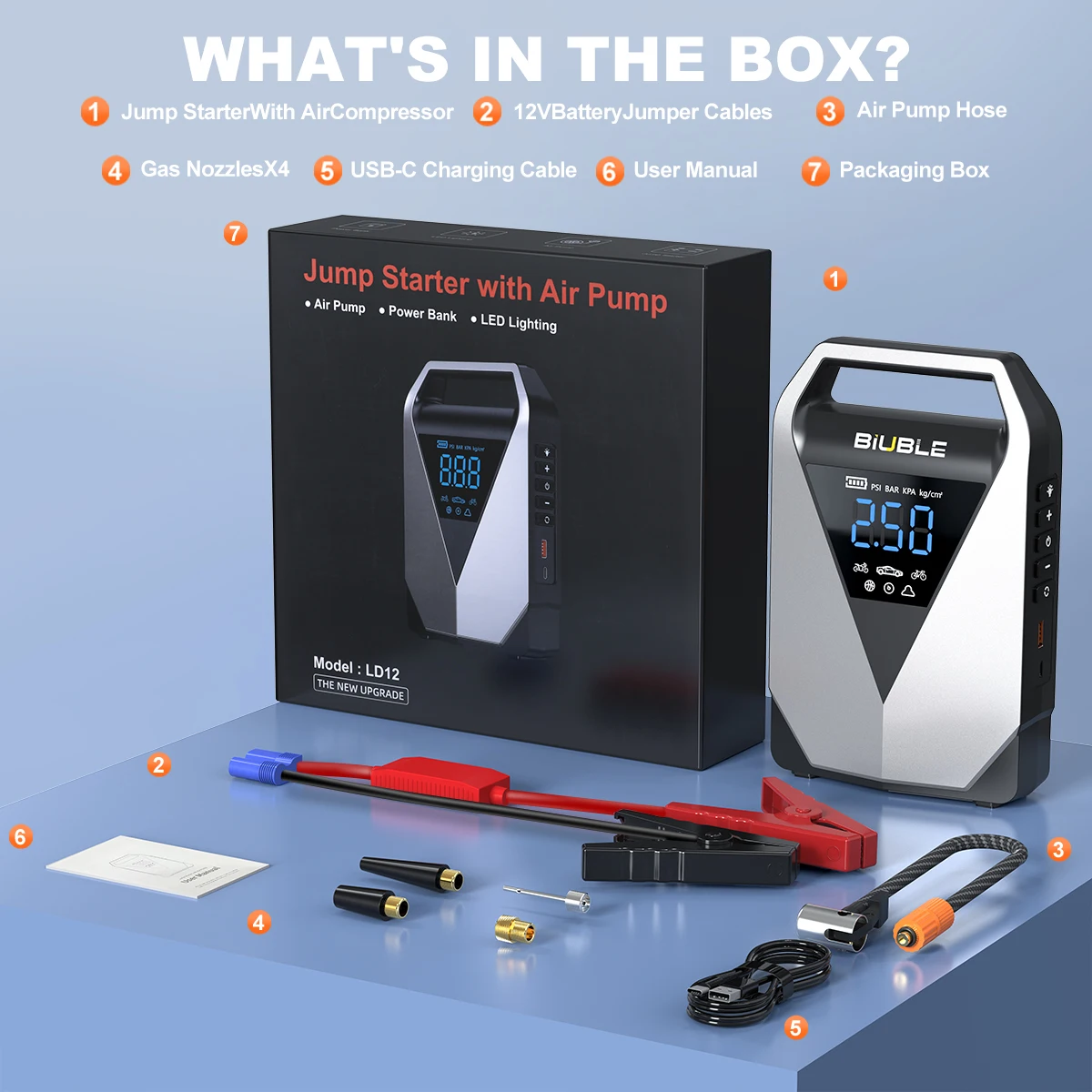 1000A/1500A PEAK Car Emergency Multifunction 12v Battery Booster Tire Inflator Super Compressor Jump Starter Power Bank Air Pump