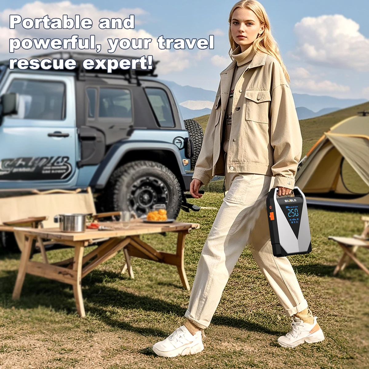 1000A/1500A PEAK Car Emergency Multifunction 12v Battery Booster Tire Inflator Super Compressor Jump Starter Power Bank Air Pump