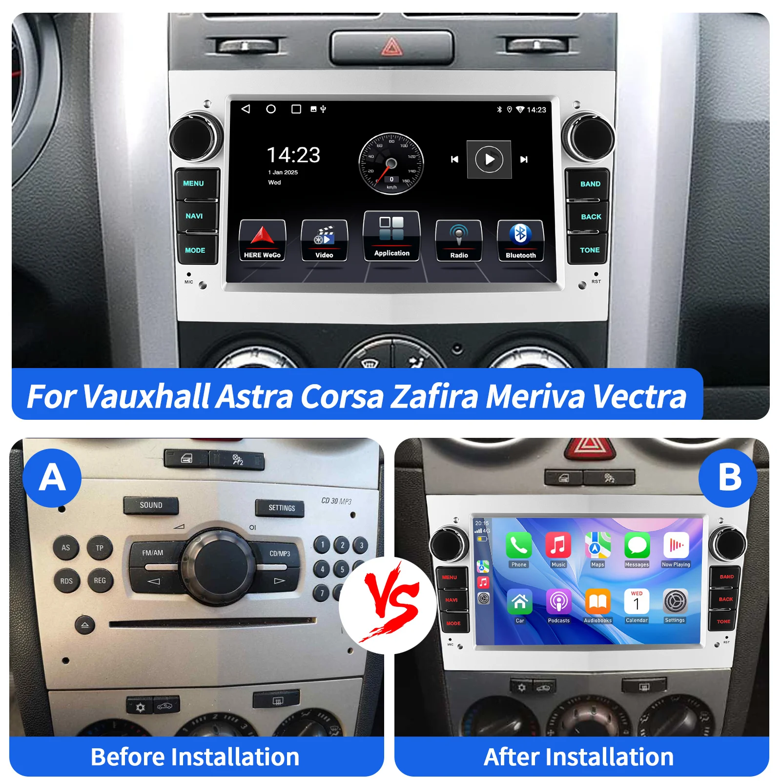 ESSGOO Wireless Carplay Android 15 Car Radio for Opel Astra H G J Antara Vectra C B Vivaro Corsa C D Zafira B Multimedia Player