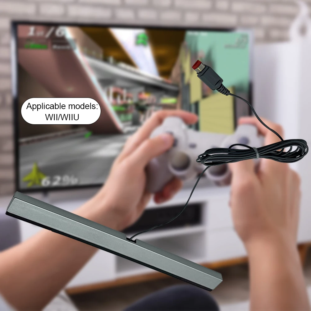 Wired Motion Sensor Receiver with Extension Cord Infrared IR Signal Ray Wired Remote Sensor Bar for Wii Wii U Console