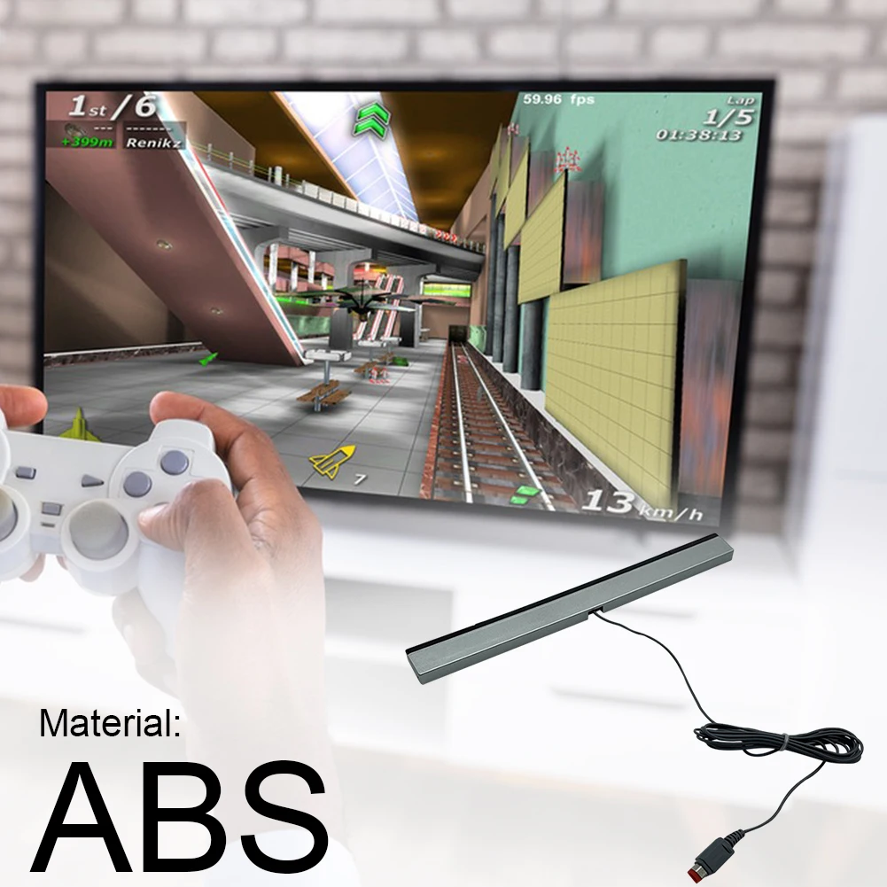Wired Motion Sensor Receiver with Extension Cord Infrared IR Signal Ray Wired Remote Sensor Bar for Wii Wii U Console