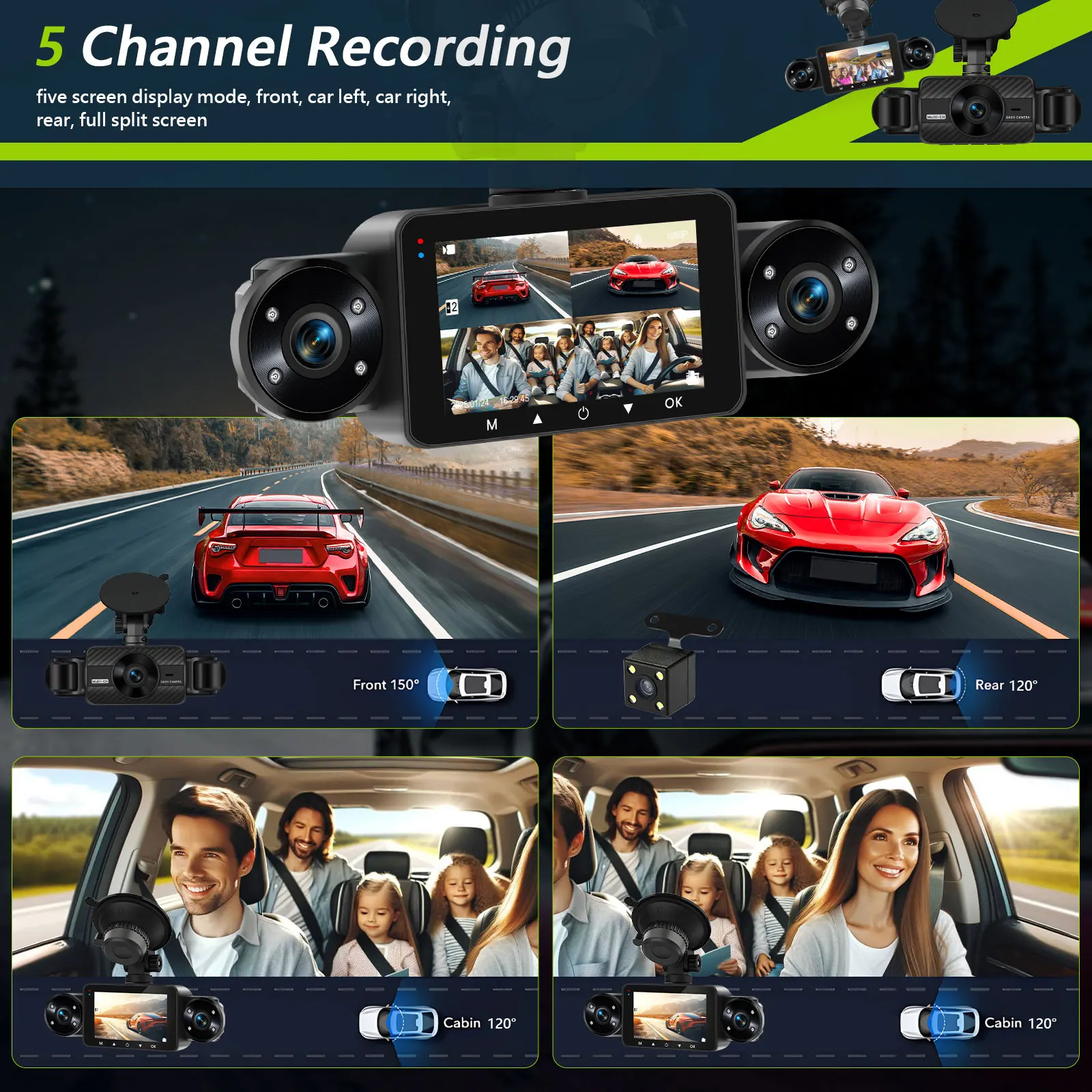 Podofo Car DVR Recorder Parking Mirror Monitor 3 Inch 1080P HD Automobile Dash Cam 8 Infrared Night Vision Lights