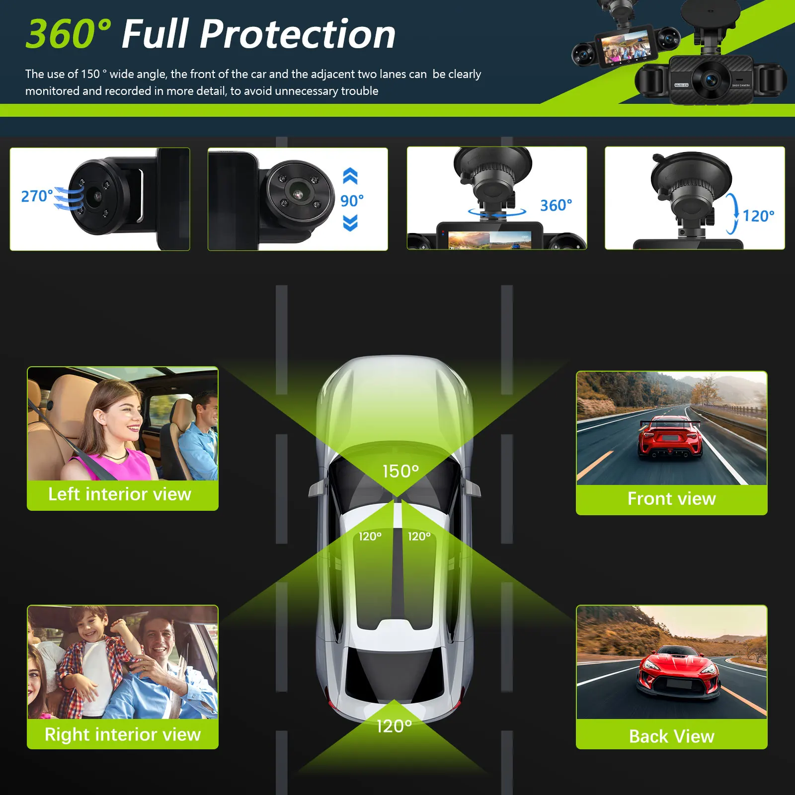 Podofo Car DVR Recorder Parking Mirror Monitor 3 Inch 1080P HD Automobile Dash Cam 8 Infrared Night Vision Lights