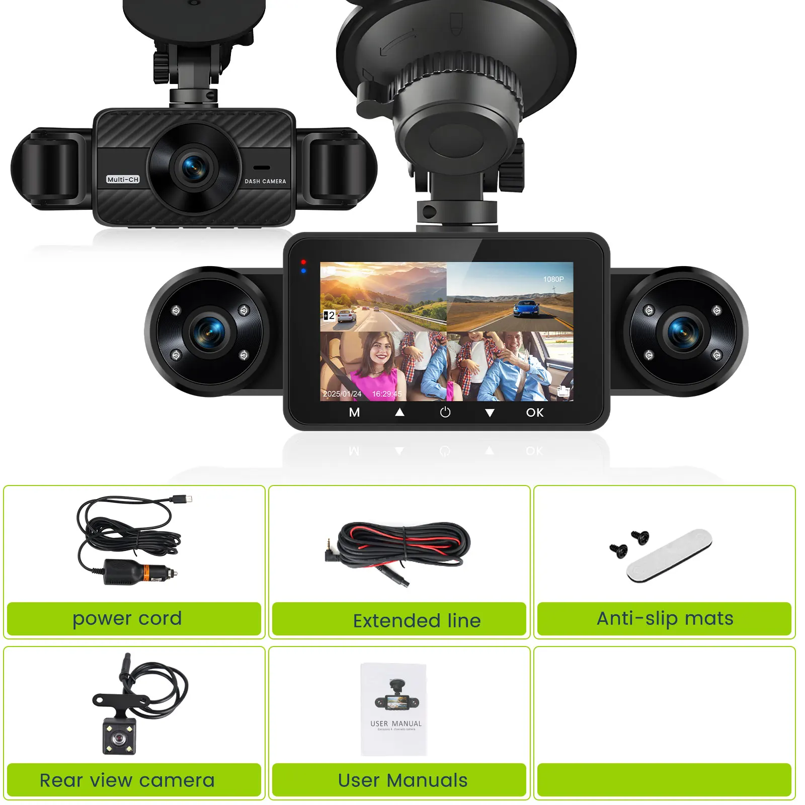 Podofo Car DVR Recorder Parking Mirror Monitor 3 Inch 1080P HD Automobile Dash Cam 8 Infrared Night Vision Lights