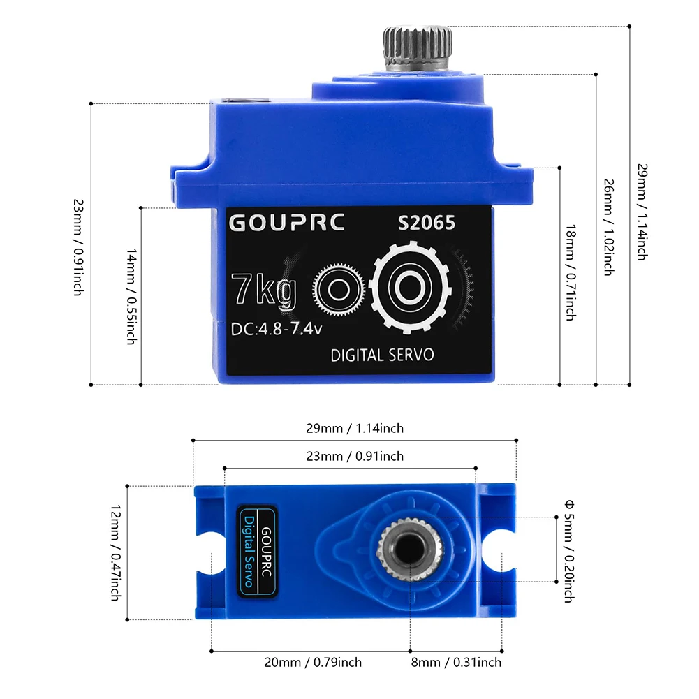 7KG Waterproof RC Digital Micro Servo with Servo Horn Metal Gear Servo Digital Servo for 1/10 RC Crawler Car SCX10 III TRX4 TRX6