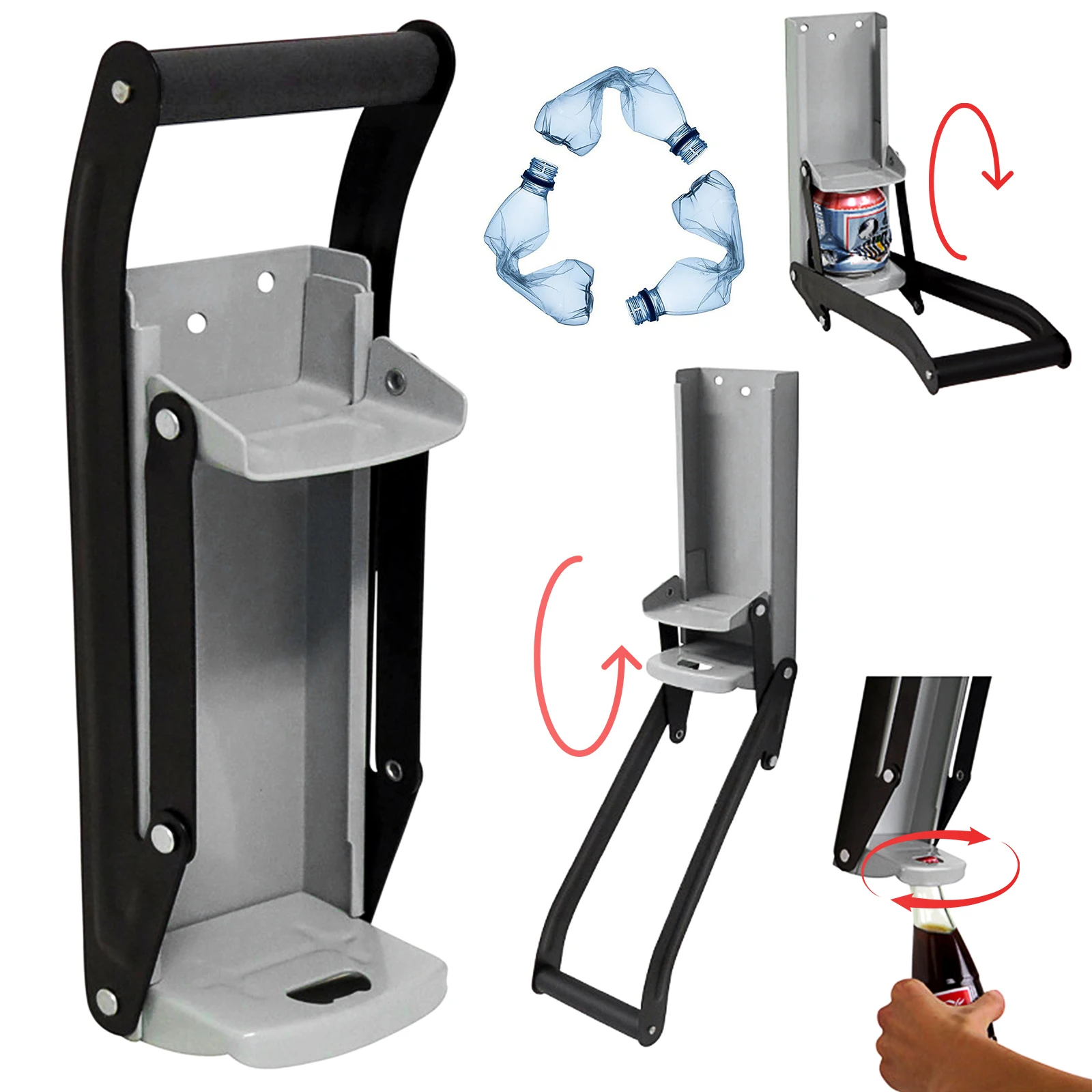 16OZ LARGE BEER TIN CAN CRUSHER WALL MOUNTED RECYCLING KIT BOTTLE OPENER 500ML