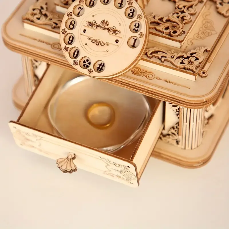 3D Wooden Puzzle for Adults Creative Retro Telephone Model Kits Gift for Christmas