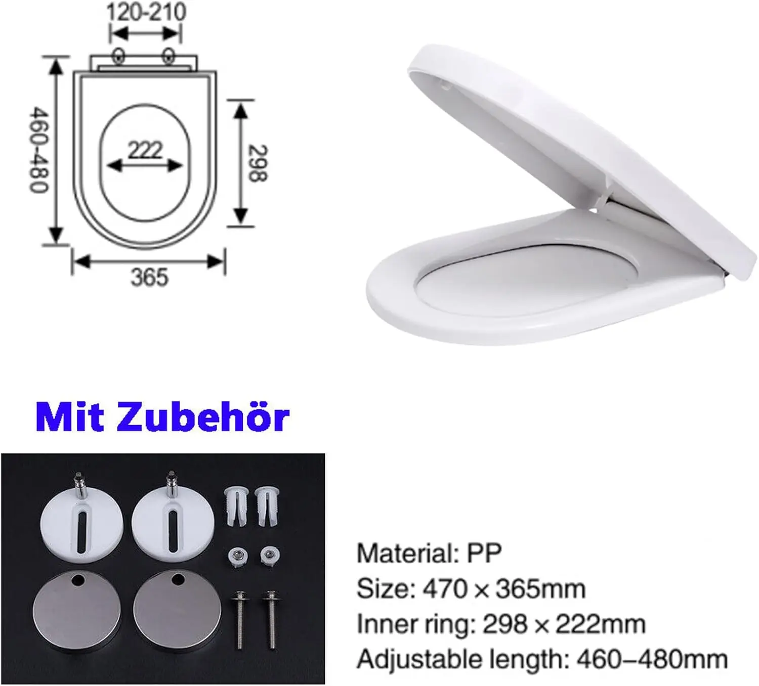 BRIEFNESS D-Shape Soft Close Toilet Seat, Antimicrobial Easy Clean PVC Material, Quick Release Hinges for Easy Cleaning, Univers