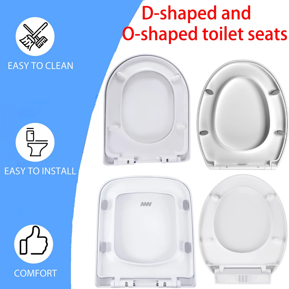 BRIEFNESS D-Shape Soft Close Toilet Seat, Antimicrobial Easy Clean PVC Material, Quick Release Hinges for Easy Cleaning, Univers