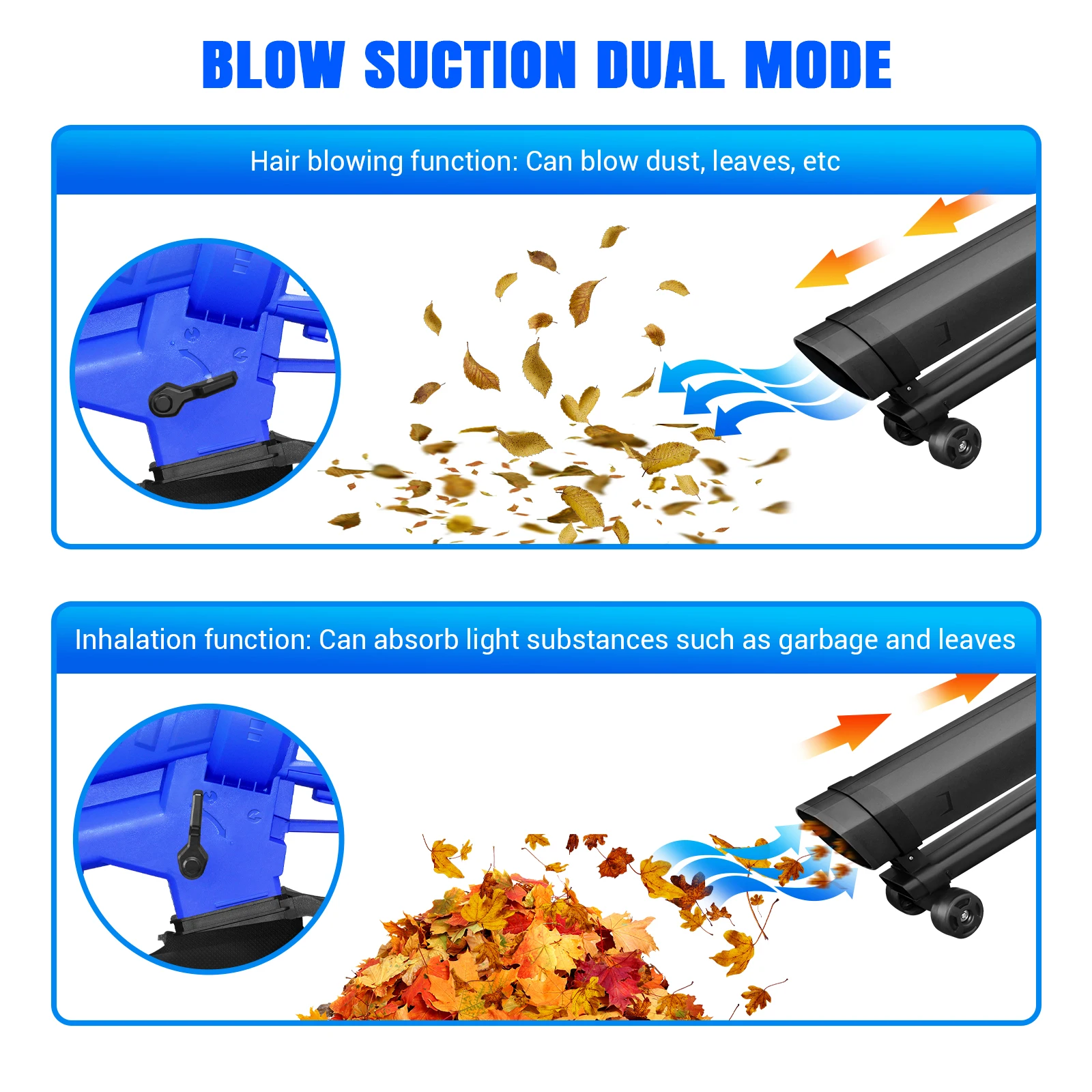 Powerful 5000W Garden Electric Leaf Blower & Vacuum 3 in 1 Leaf Blower 35L Leaf Collection Bag,6 Speeds for Home Garden