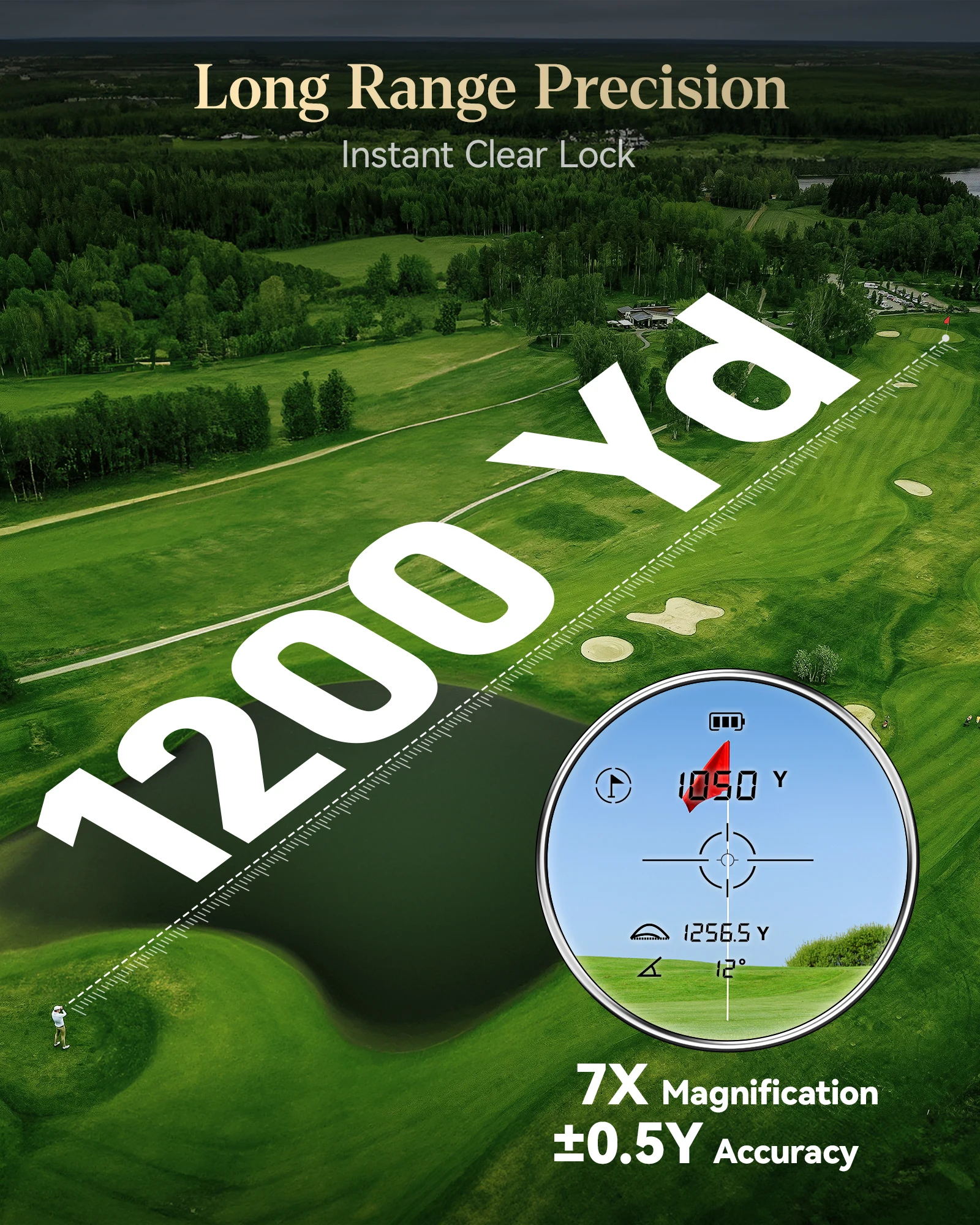 REDTIGER C016 Golf Rangefinder with Slope and Pin Lock Vibration Distance Meter with Rechargeable Battery Laser Range Finder