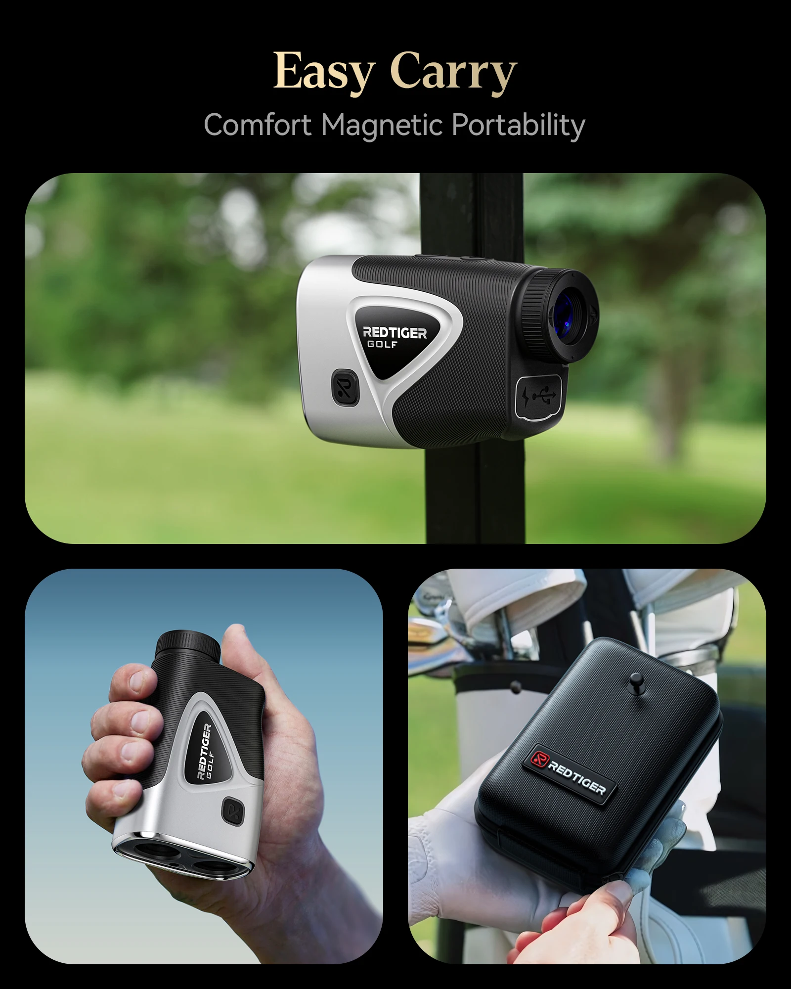 REDTIGER C016 Golf Rangefinder with Slope and Pin Lock Vibration Distance Meter with Rechargeable Battery Laser Range Finder