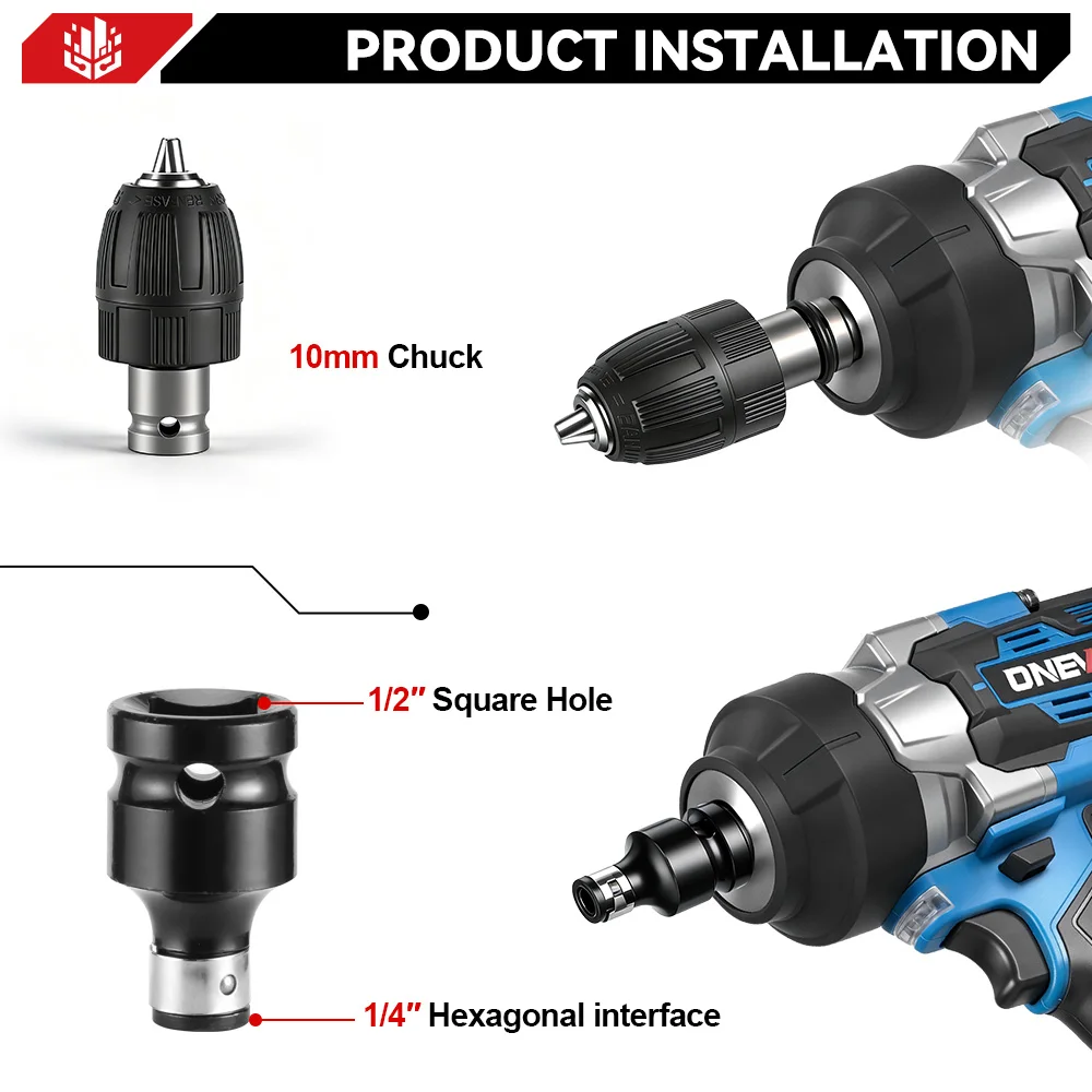 ONEVAN 2800N.M Brushless Electric Impact Wrench 1/2 inch Cordless Screwdriver Wrench Power Tools For Makita 18V Battery Pin