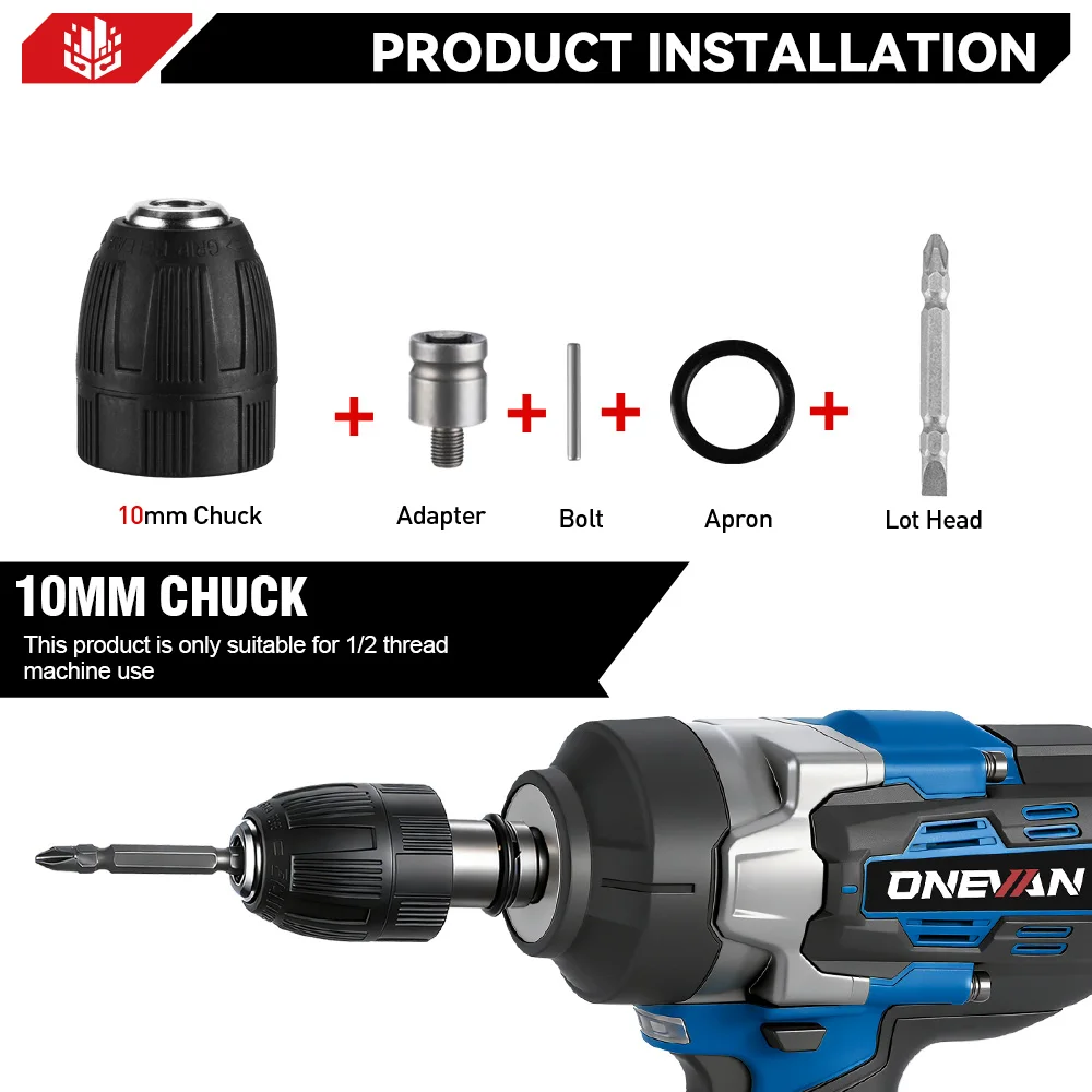 ONEVAN 2800N.M Brushless Electric Impact Wrench 1/2 inch Cordless Screwdriver Wrench Power Tools For Makita 18V Battery Pin
