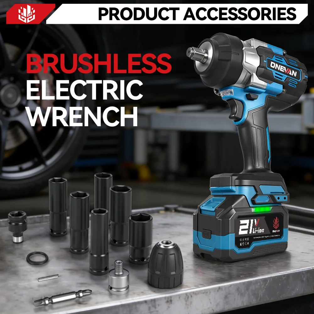 ONEVAN 2800N.M Brushless Electric Impact Wrench 1/2 inch Cordless Screwdriver Wrench Power Tools For Makita 18V Battery Pin