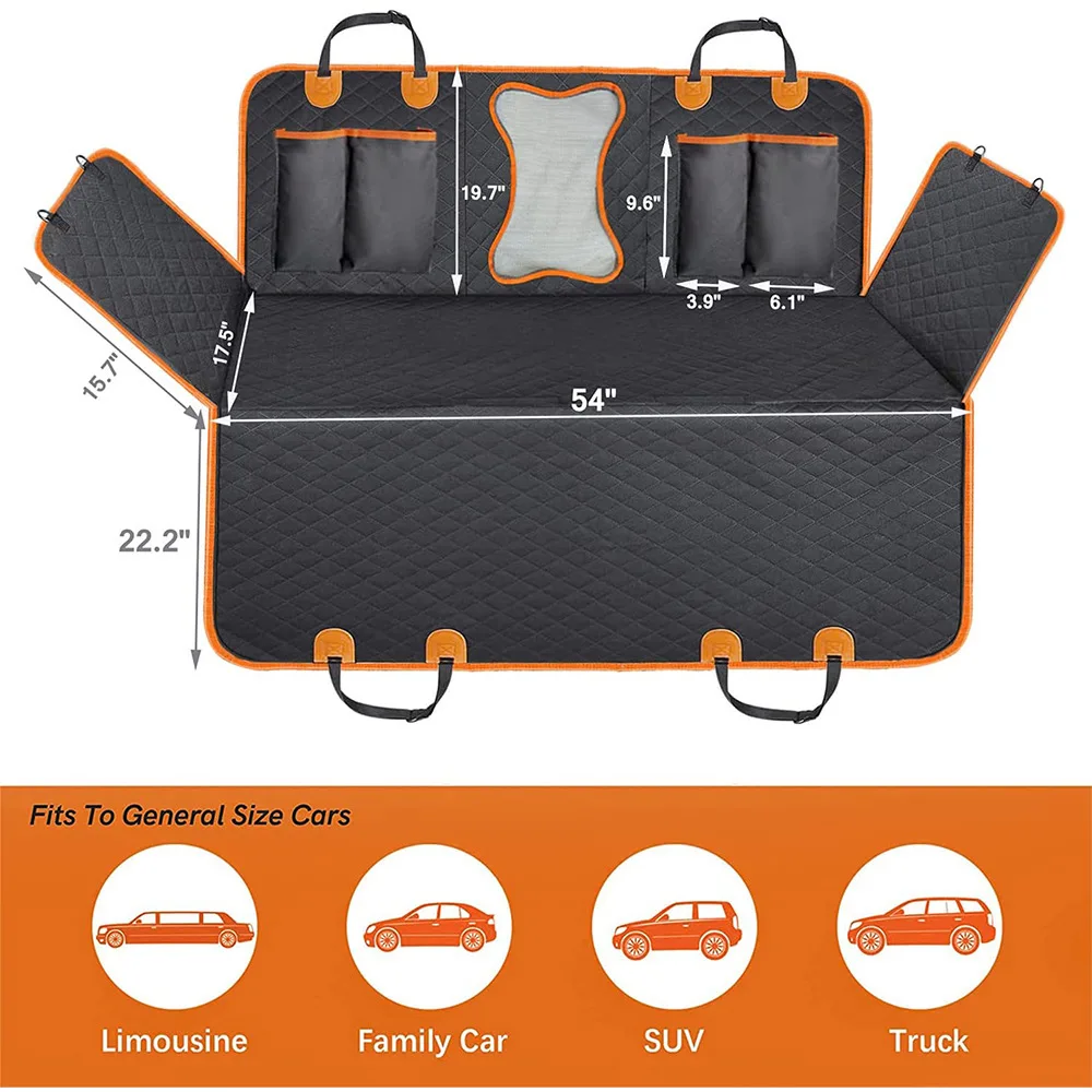 Universal Waterproof Dog Car Seat Cover for Back Seat Pet Car Seat Cover with Mesh Window Double-Layer Thickening Anti-Dirty