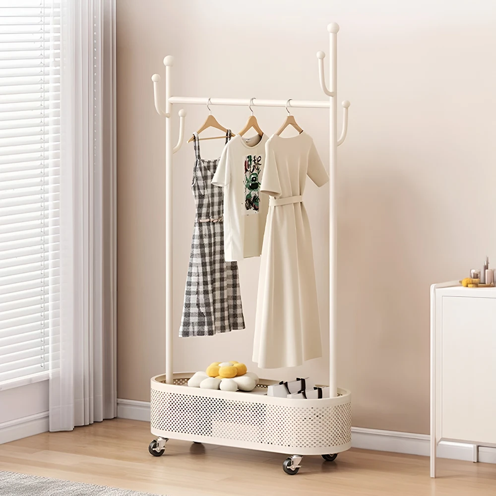 Small Floor-standing Coat Rack for Home BedroomClothes Rack with Wheels,60cmW x 31.5cmD x 173cmH