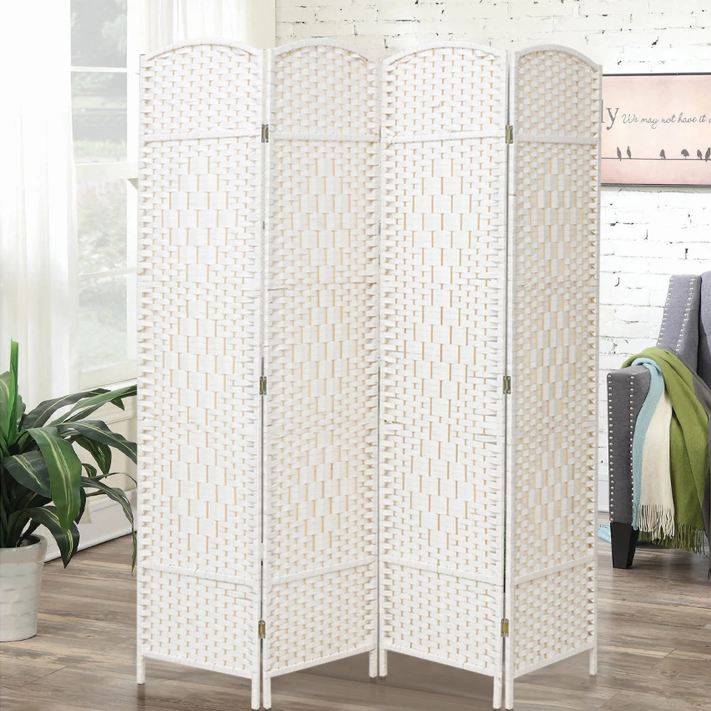 【Lifeideas】Folding Weave Fiber Room Divider Privacy Screen for Home