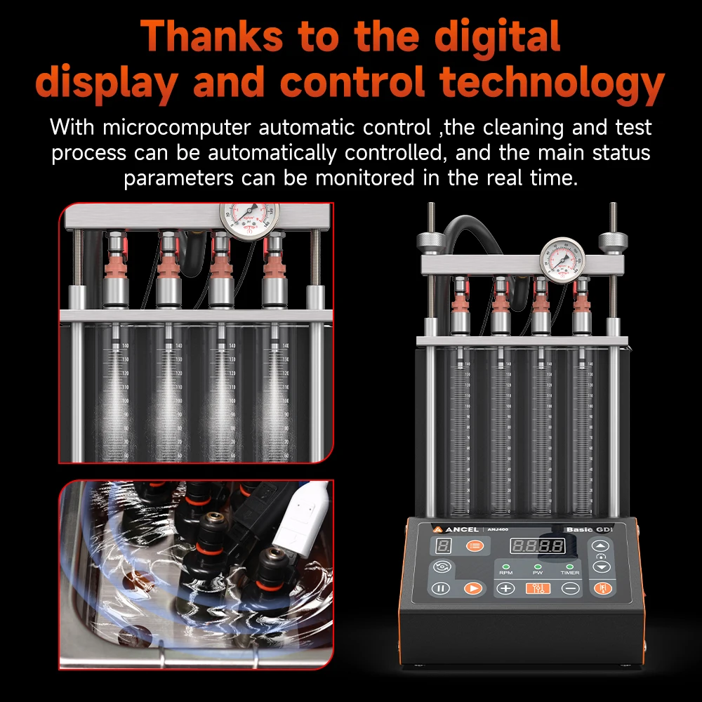 ANCEL ANJ400 GDI Auto Car Ultrasonic Fuel Injector Cleaner Tester Leak Test Machine 4-Cylinders EFI FEI Cleaner Test Cleaner
