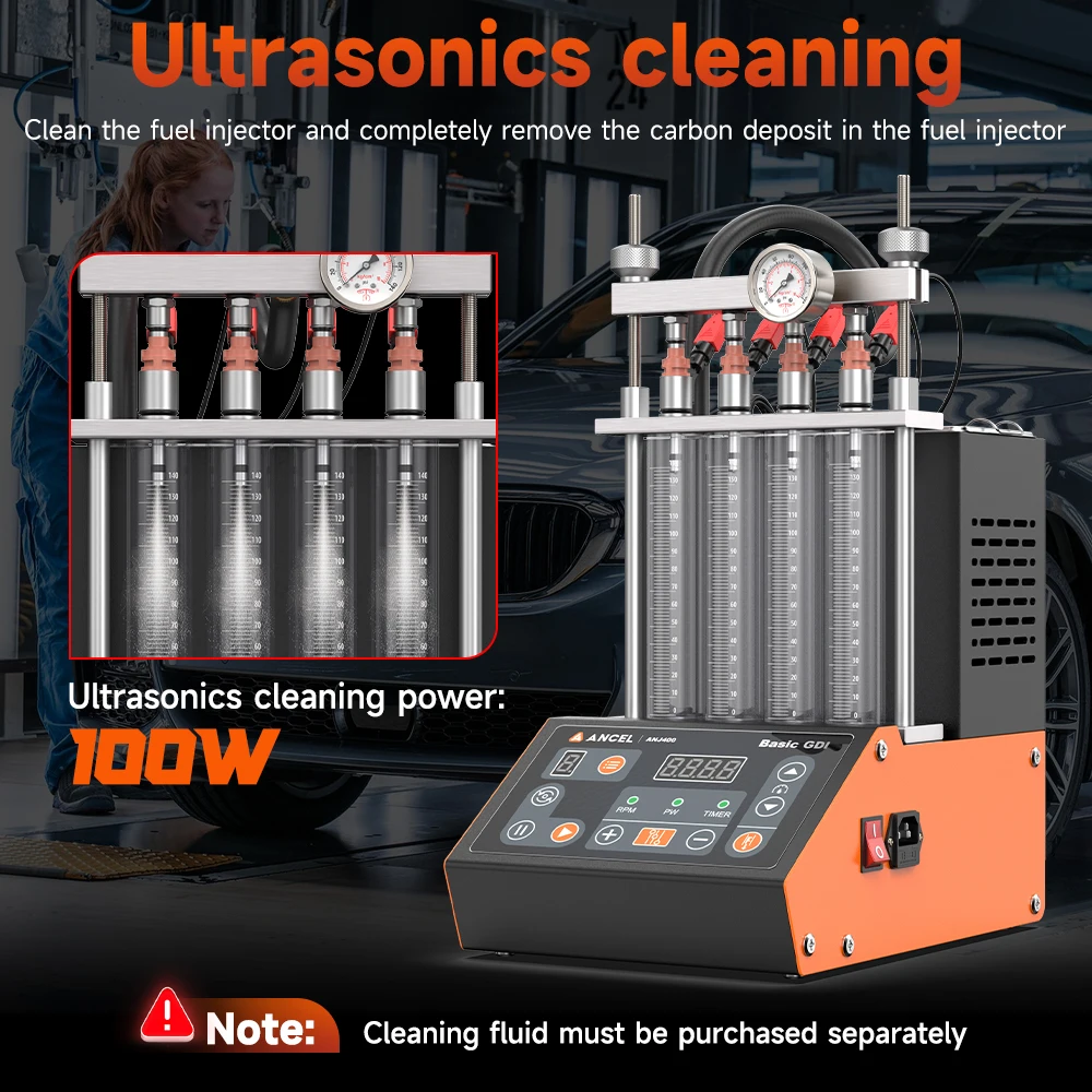 ANCEL ANJ400 GDI Auto Car Ultrasonic Fuel Injector Cleaner Tester Leak Test Machine 4-Cylinders EFI FEI Cleaner Test Cleaner