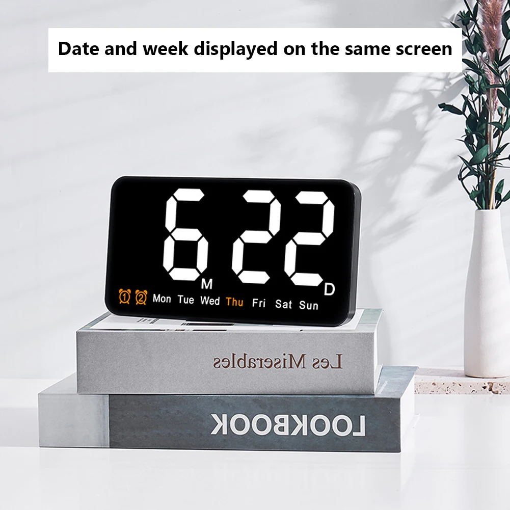 LED Digital Wall Clock Large Display Digital Alarm Clock for Living Room Office Classroom Gym Shop Decoration