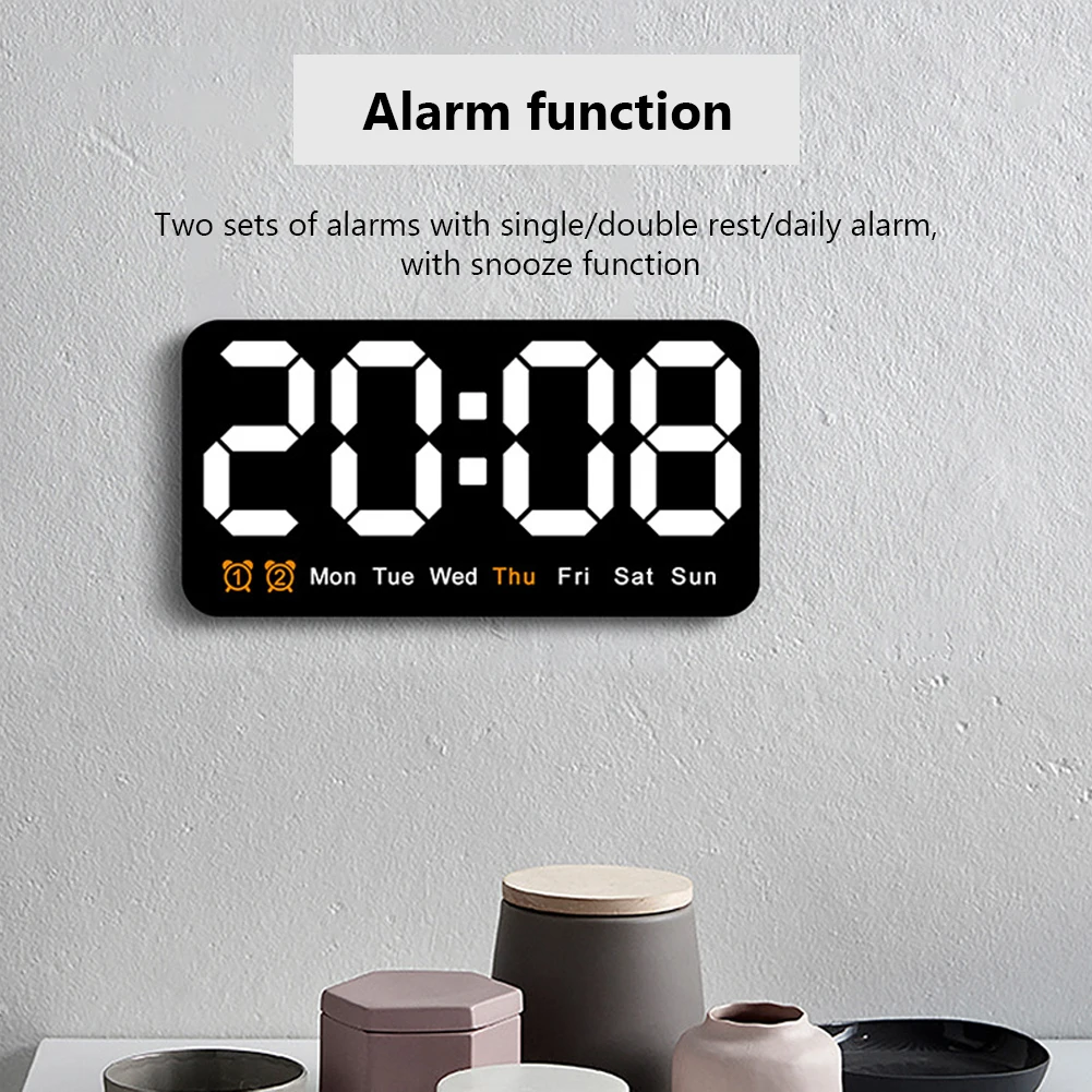 LED Digital Wall Clock Large Display Digital Alarm Clock for Living Room Office Classroom Gym Shop Decoration