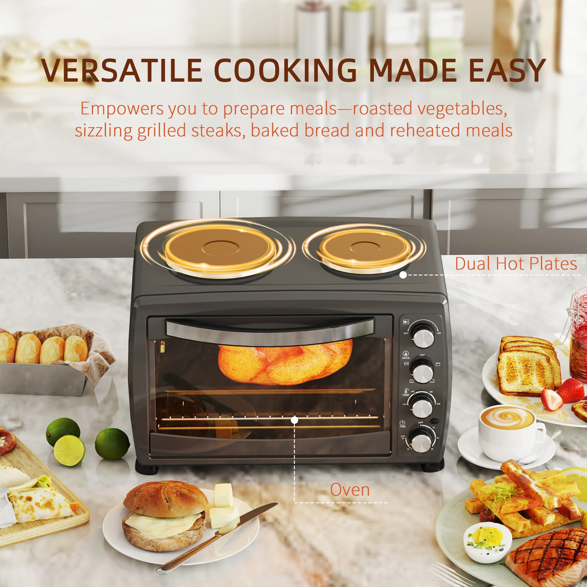 HOMCOM Toaster with 4 Slot, 7 Browning Levels, 1600W, Colourful Honeycomb