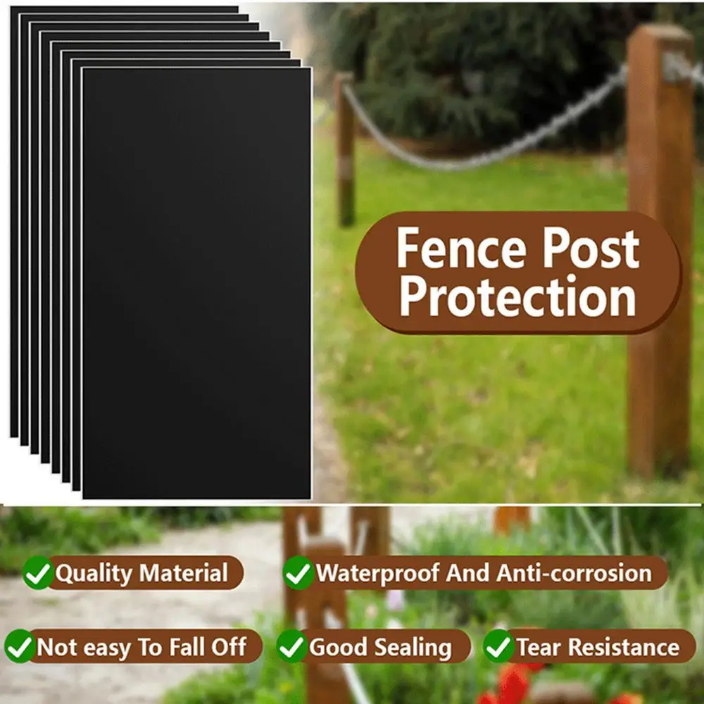 Fence Pole Wrap 8x Waterproof Rot Protector 42.5x26.5cm/16.73x10.43 Inch Self-adhesive Protection Cover Outdoor Protective