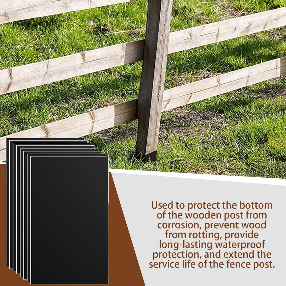 Fence Pole Wrap 8x Waterproof Rot Protector 42.5x26.5cm/16.73x10.43 Inch Self-adhesive Protection Cover Outdoor Protective