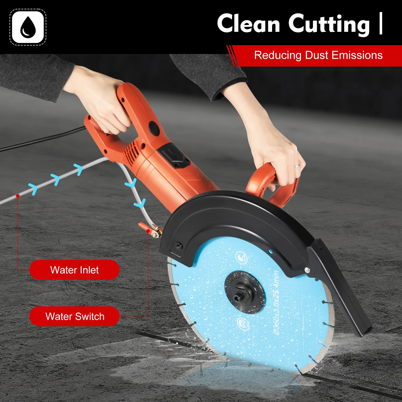 220V 3000W Electric Concrete Saw Pure Copper Motor 3800r/min Circular Saw 13.5cm Max Depth Marble&Concrete Cutting Concrete Tool