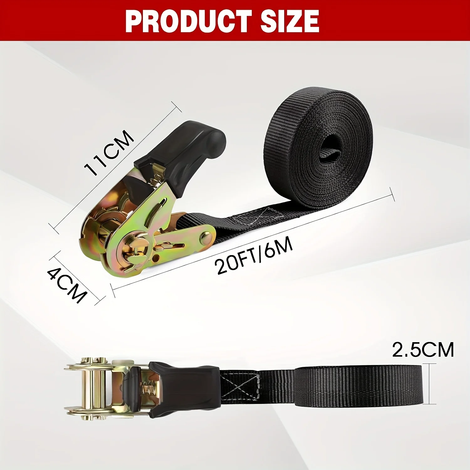 Adjustable Ratchet Straps – 6M x 25mm Heavy Duty Tensioning Belts for Trucks, Motorbikes & Roof Rack Cargo