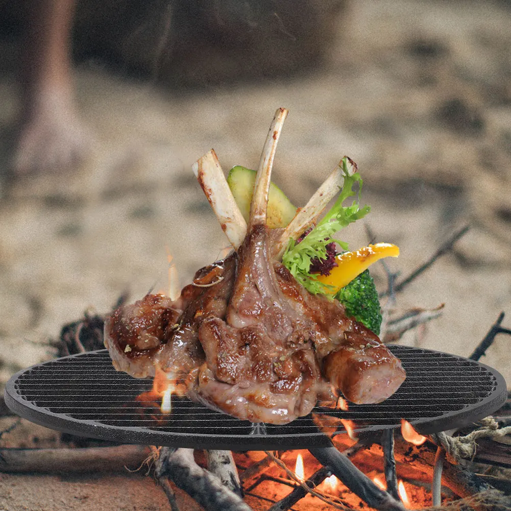 Voltsify Circular Cast Iron Grilling Grate, Dual Side Grid for BBQ Searing Vegetables, Fruits and Meats
